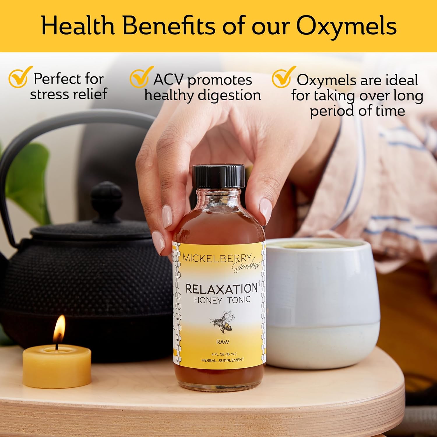 Mickelberry Gardens Relaxation Honey Tonic – Natural Tension Relief & Sleep Support with Chamomile, Lavender & Organic Herbs – 4 Oz