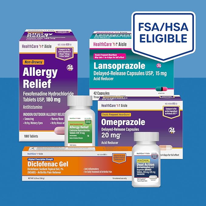 HealthCareAisle Allergy Relief - Fexofenadine Hydrochloride Tablets USP, 180 mg, 90 Tablets, Allergy Medication, Non-Drowsy 24-Hour Relief
