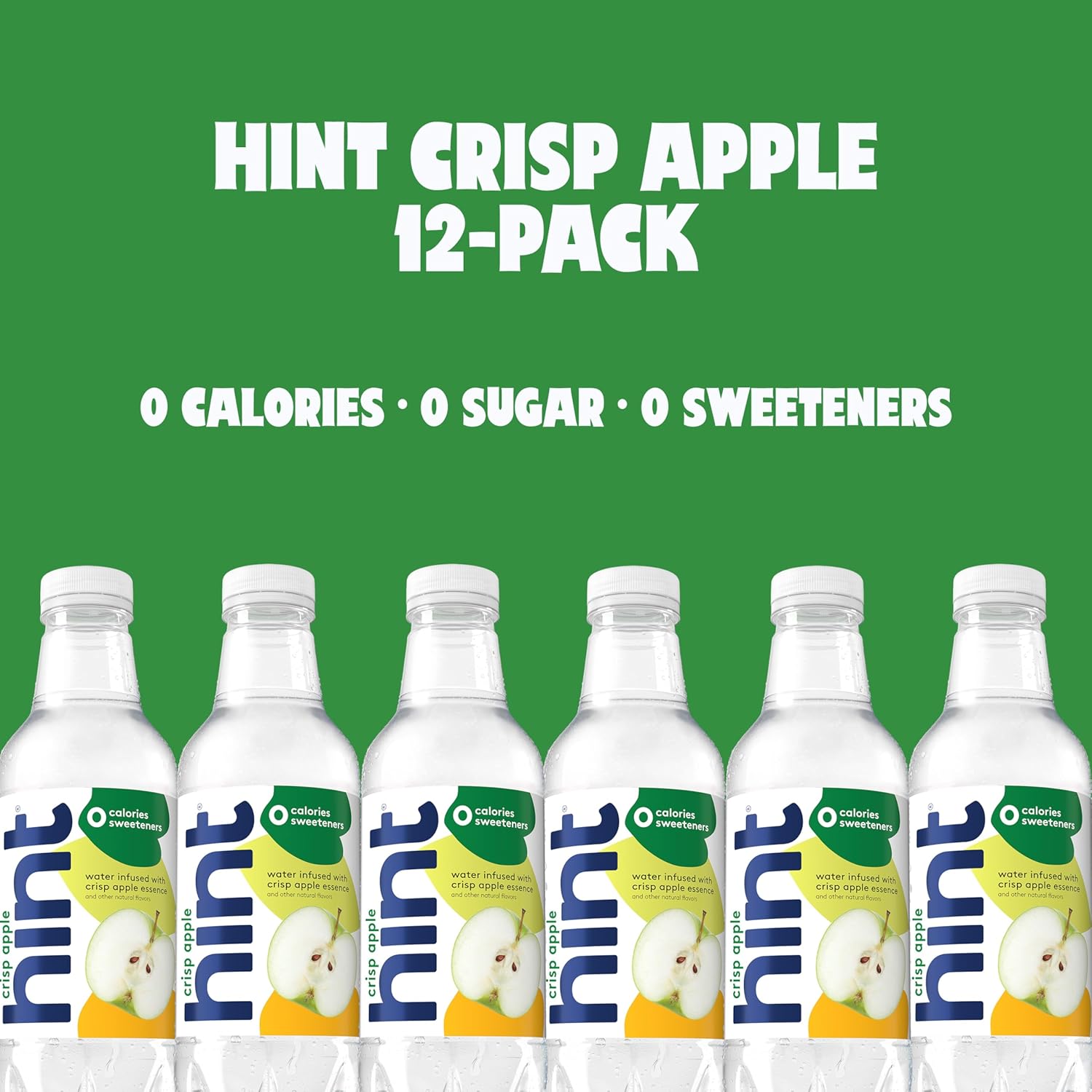 Hint Fruit-Infused Bottled Water, Crisp Apple - Sugar Free Flavored Water with Zero Calories, Naturally Flavored, and No Artificial Sweeteners - 16 Fl Oz (Pack of 12)