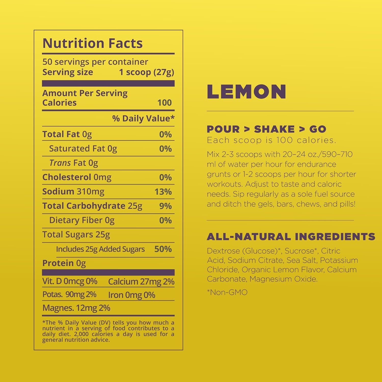 Tailwind Nutrition Endurance Fuel, Carbohydrate & Electrolyte Sports Drink Mix Powder, Gluten-Free, Vegan, Lemon, 50 Servings