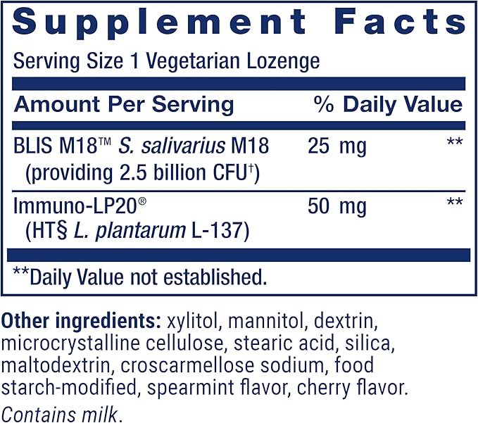 Life Extension FLORASSIST® Probiotic Oral Hygiene, Oral probiotic for Teeth and Gums, pH Levels, Dental Hygiene, Immune Support, BLIS M18™, Once Daily, Gluten Free, Vegetarian, 30 lozenges