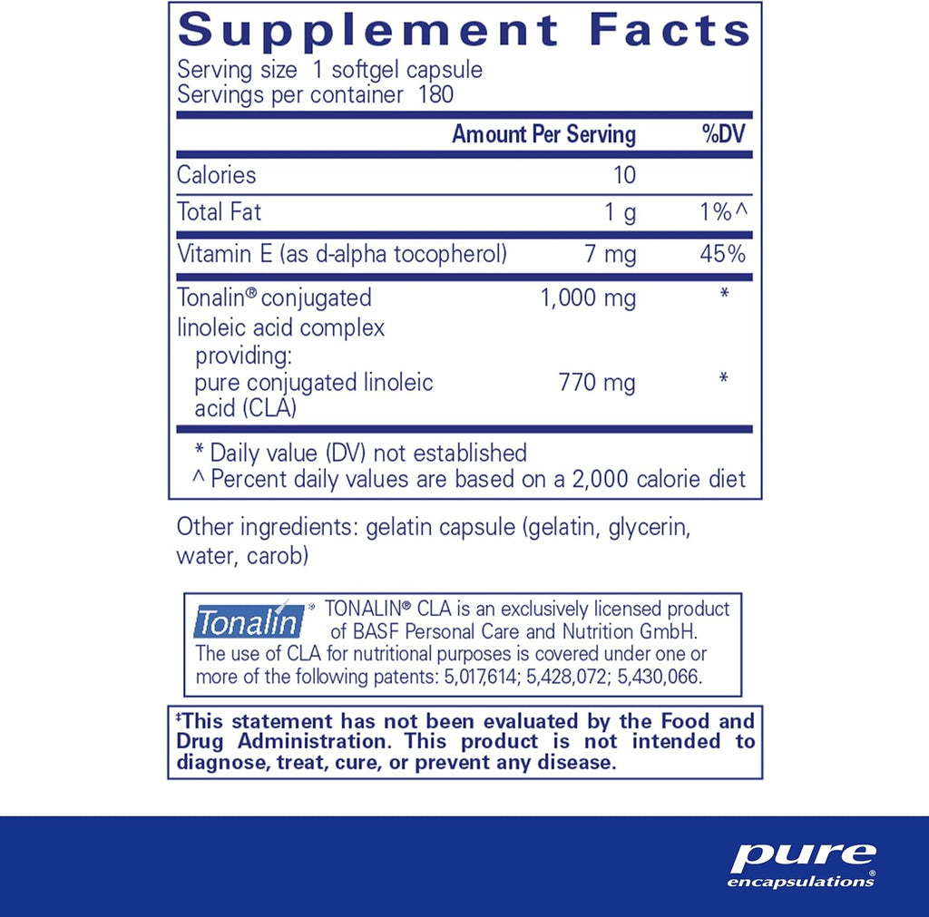 Pure Encapsulations CLA (Conjugated Linoleic Acid) 1,000 mg | Promotes Healthy Body Composition with Exercise* | 180 Softgel Capsules