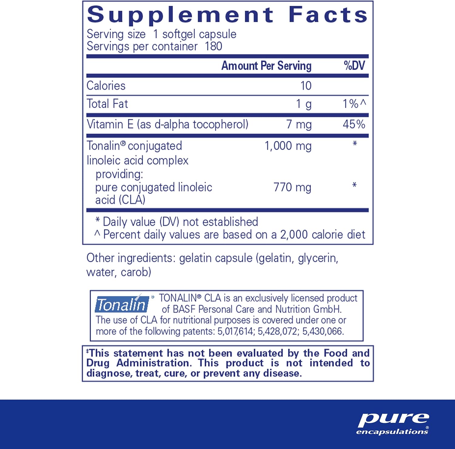 Pure Encapsulations CLA (Conjugated Linoleic Acid) 1,000 mg | Promotes Healthy Body Composition with Exercise* | 180 Softgel Capsules