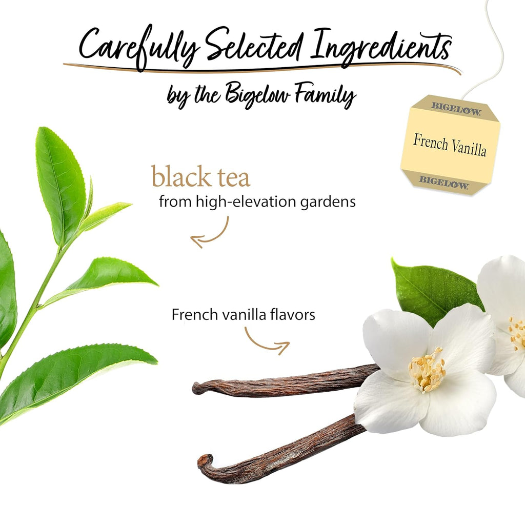 Bigelow French Vanilla Black Tea Bags, 20 Count Box (Pack of 6), Caffeinated Black Tea, 120 Tea Bags Total