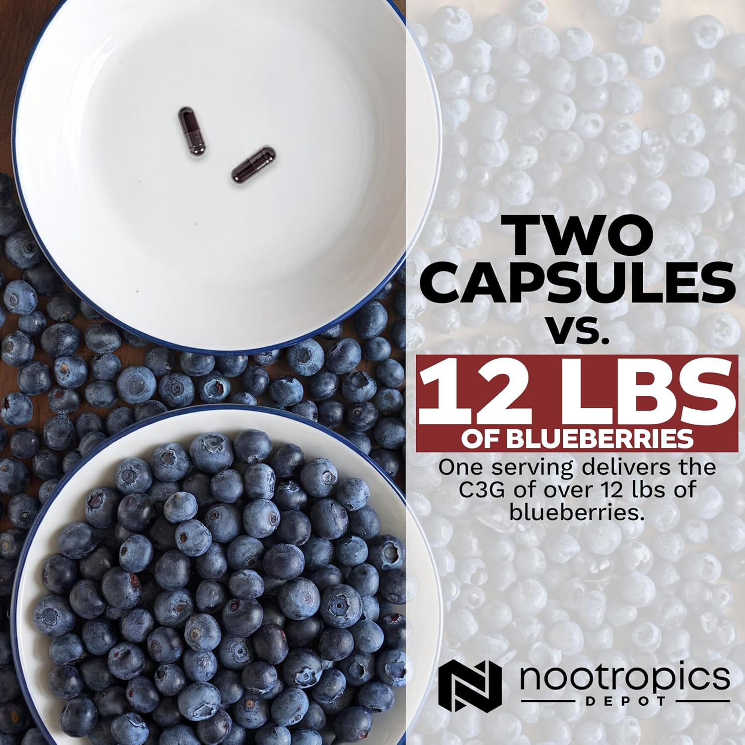Nootropics Depot Cyanidin 3-Glucoside Capsules | 125mg | 60 Count | Black Rice Extract | C3G | Oryza Sativa | Metabolic, Vision, & Cognitive Support