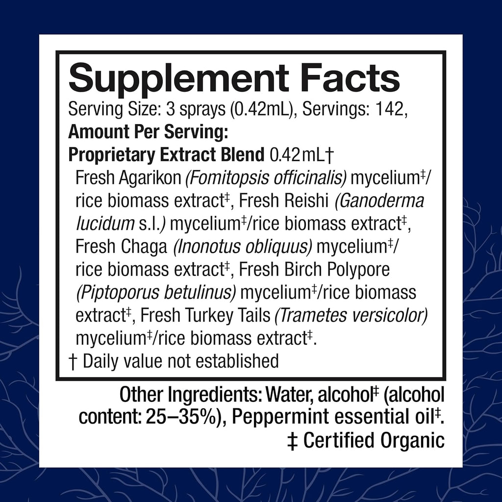Host Defense MycoShield Throat Spray - Immune Health Support - Dietary Mushroom Supplement with Chaga, Reishi, Turkey Tail & More - On-The-Go Immune Support - Peppermint, 2 fl oz (142 Servings)*