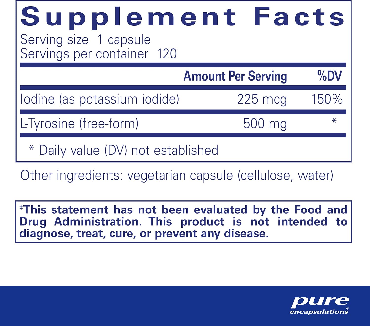 Pure Encapsulations Iodine and Tyrosine | Hypoallergenic Supplement for Enhanced Thyroid Support | 120 Capsules