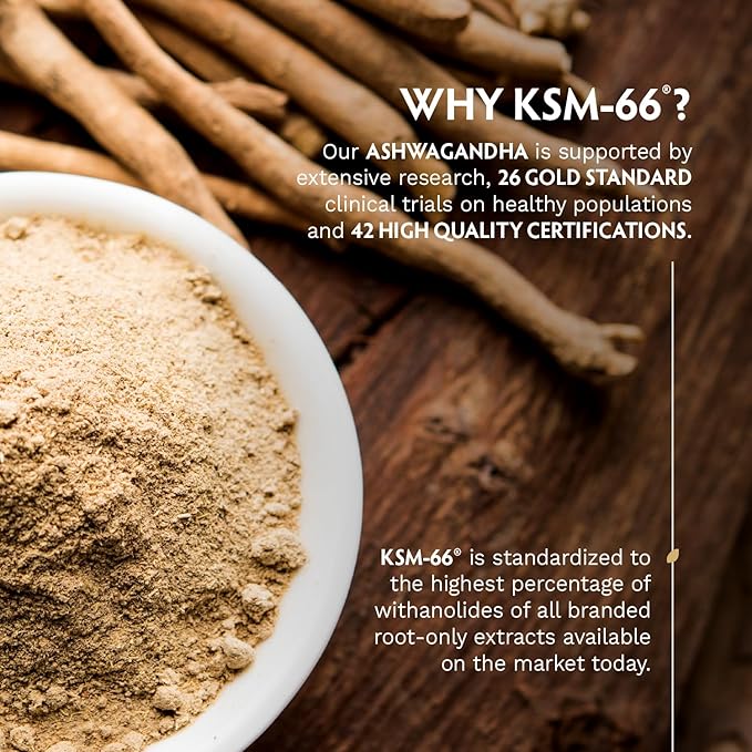 TRIBE ORGANICS Ashwagandha KSM 66 Pure Organic Root Powder Extract Ayurvedic Supplement - Focus Mood Support Increase Energy Strength 600mg of Natural KSM66 for Superior Absorption - 90 Capsules