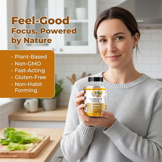 Amazing Botanicals Turmeric & Ginger Gummies – 270 mg Turmeric Extract & 12 mg Ginger per Serving – Apricot Flavor – 60 Gummies – Vegan, Gluten-Free, Non-GMO – Dietary Supplement
