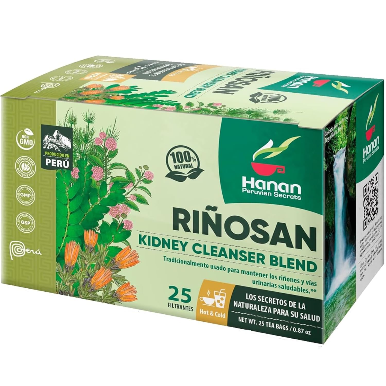 Hanan Kidney Cleanse & Joint Repair Herbal Tea - Riñosan Blend of Chanca Piedra (Stone Breaker) Rompe Piedra para los Riñones - 25 Tea Bags