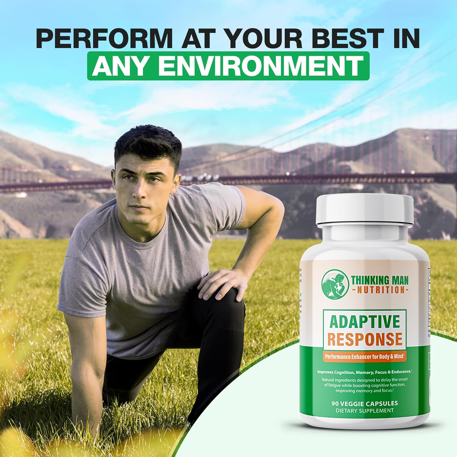 Adaptive Response – Brain Supplements for Memory and Focus | Nootropics Brain Support Supplement with Adaptogens | Lion’s Mane, Bacopa, Cordyceps | Stress Relief & Focus Supplement | 90 count