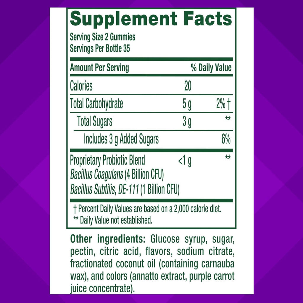 vitafusion Probiotic Gummy Supplements, Raspberry, Peach and Mango Flavors, Probiotic Nutritional Supplements With 5 Billion CFUs, 35 Day Supply, 70 Count