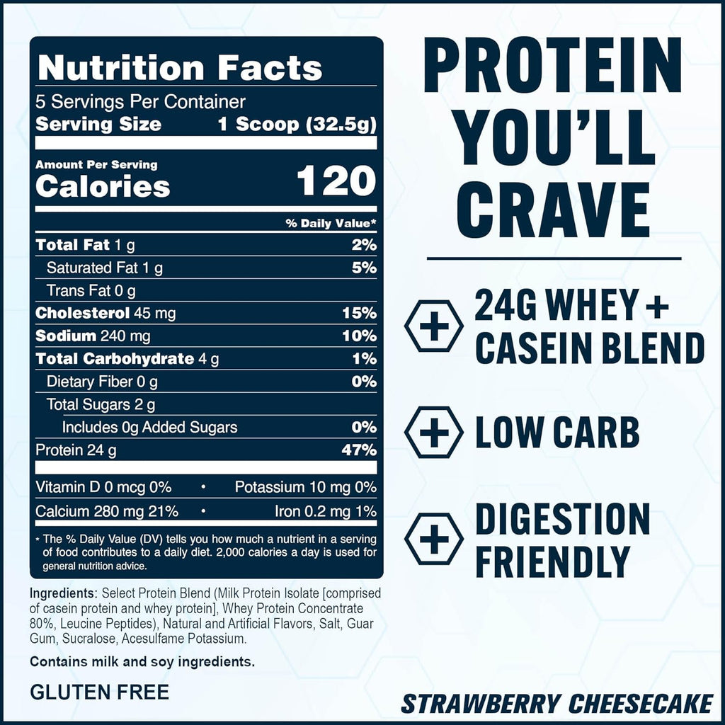 PEScience Select Protein Powder, Whey and Casein Blend, Clean Protein Powder for Women and Men, Low Calorie, Low Carb, Keto Friendly, Gluten Free, Strawberry Cheesecake, 5 Servings