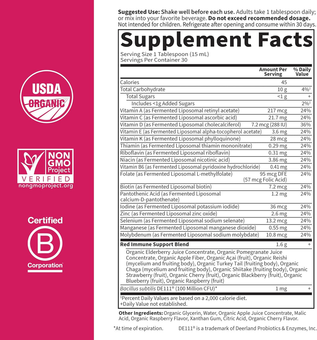 Garden of Life Superfoods Sips, 30 Servings, Vitamins, Probiotics, 13 Organic Superfoods, Functional Mushrooms, Immunity Reds, Once Daily, Organic, Vegan, Preservative-Free, Berry Flavor