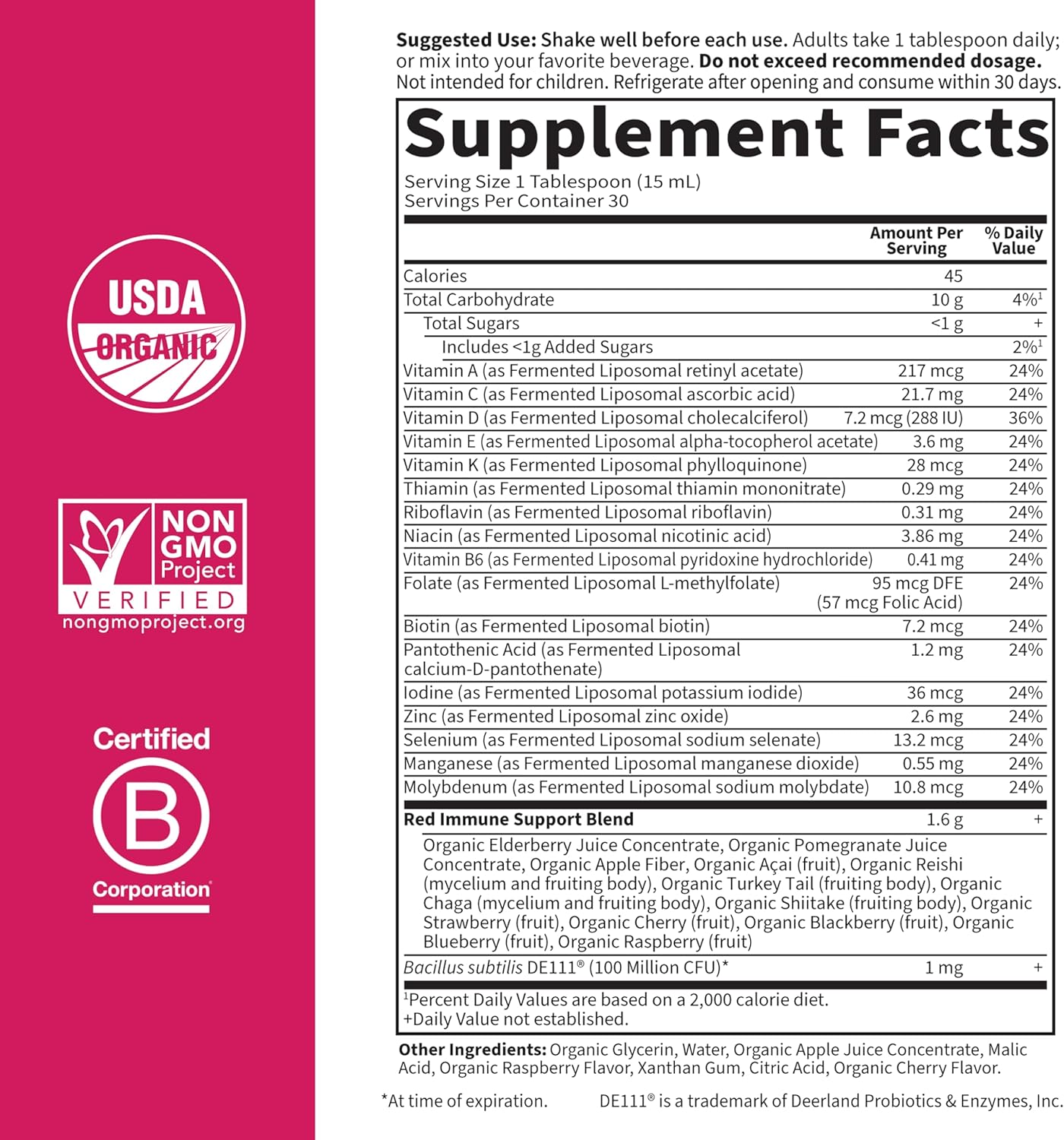 Garden of Life Superfoods Sips, 30 Servings, Vitamins, Probiotics, 13 Organic Superfoods, Functional Mushrooms, Immunity Reds, Once Daily, Organic, Vegan, Preservative-Free, Berry Flavor