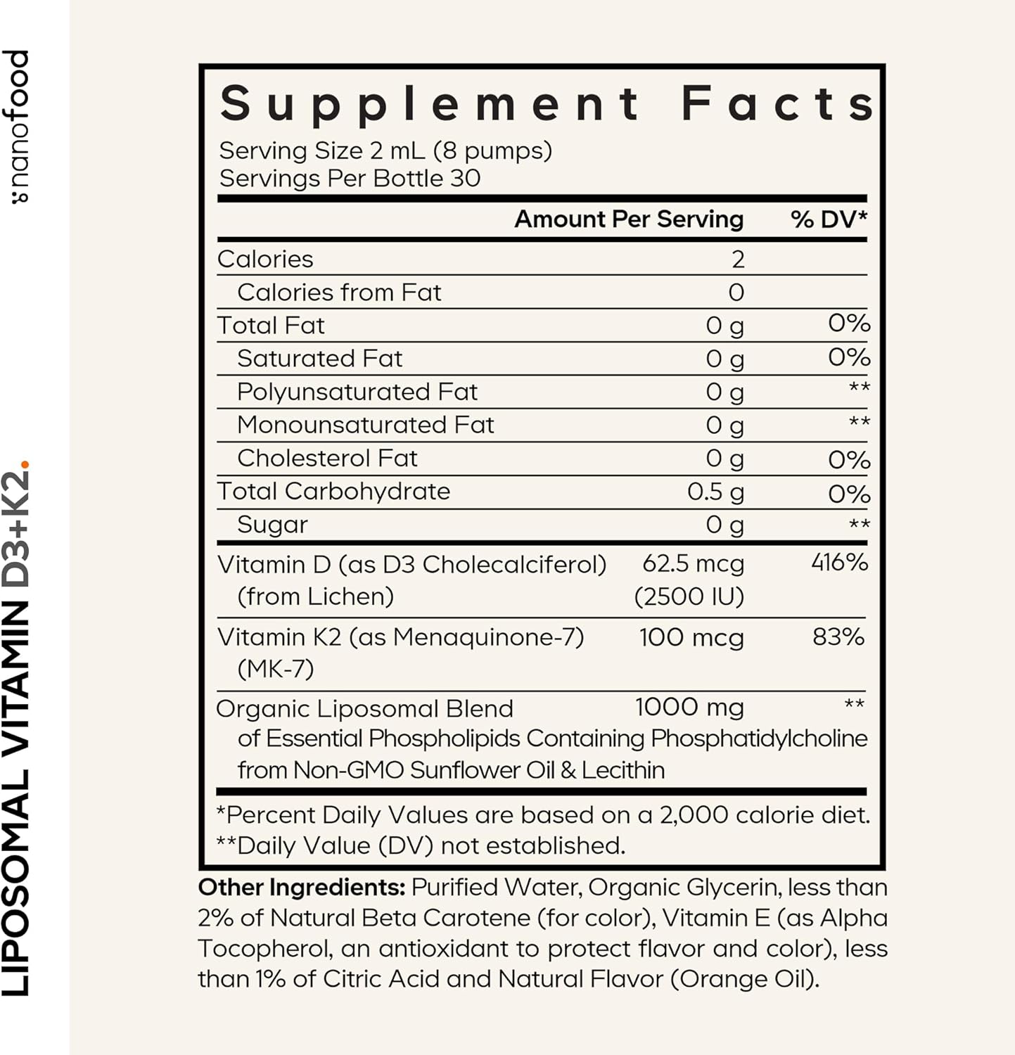 Codeage Liquid Vitamin D3 K2 Supplement, Liposomal Vitamin D Cholecalciferol, Menaquinone MK-7, Liquid Vitamin K - Vegan & Non-GMO - No Sugar - 2 fl oz