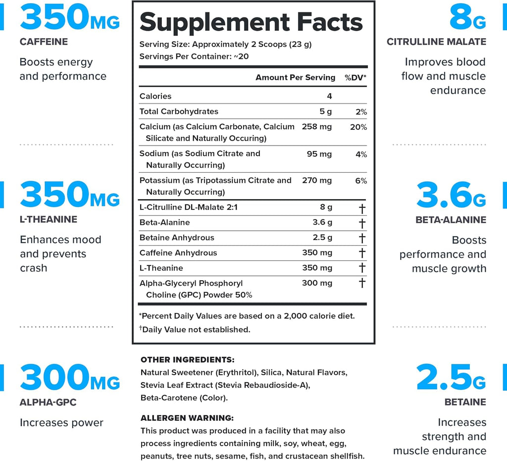 LEGION Pulse Pre Workout - All Natural Nitric Oxide Preworkout Drink to Boost Energy, Creatine Free, Naturally Sweetened, Beta Alanine, Citrulline, Alpha GPC (Tropical Punch)