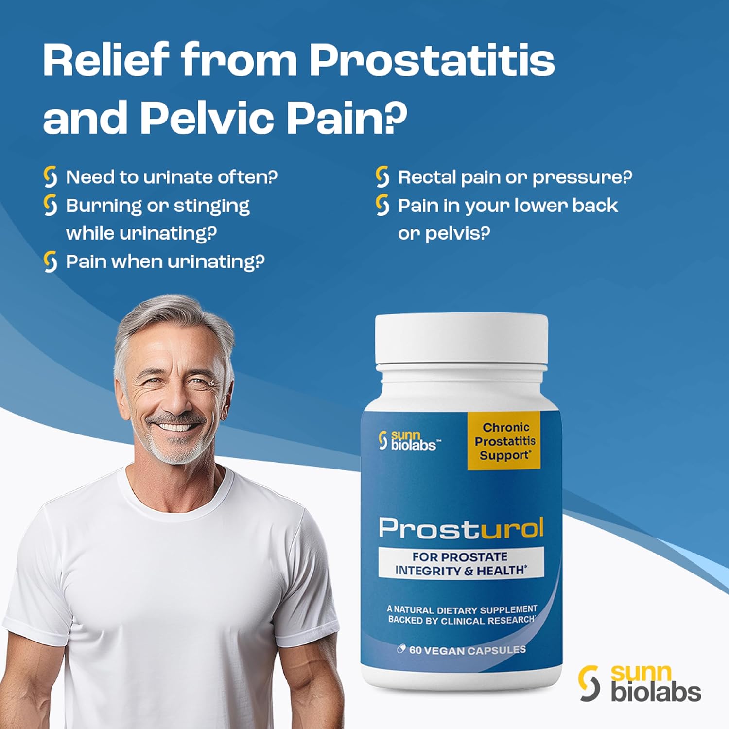 Prosturol | Prostatitis Treatment | CPPS -Prosturol Extra Strength Discomfort Relief & Prostate Supplement for Men with Quercetin, Saw Palmetto, Enzymes, for Pelvic Health - 180 Capsules (3)