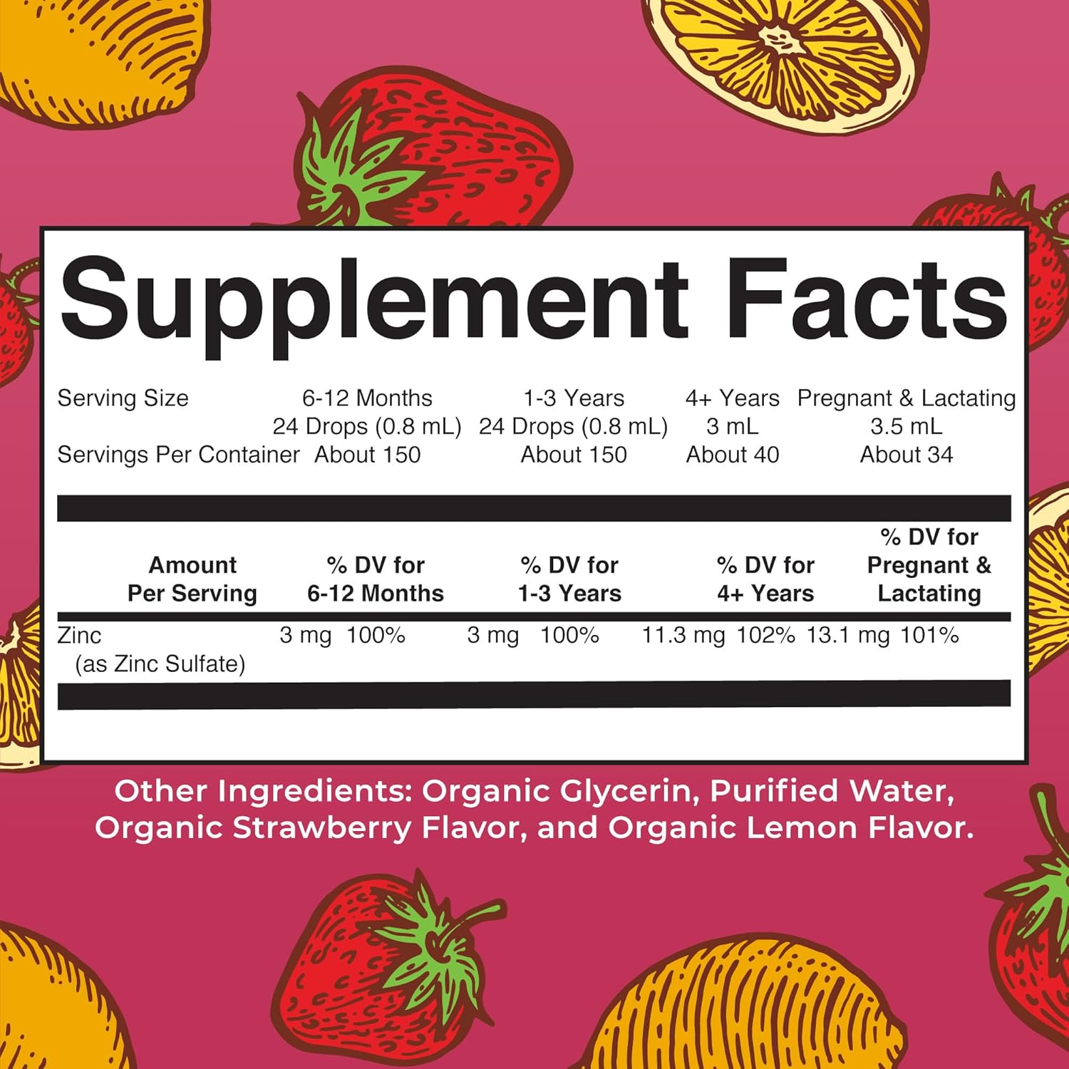 MaryRuth Organics Organic Strawberry Lemon Ionic Zinc, 4 FZ