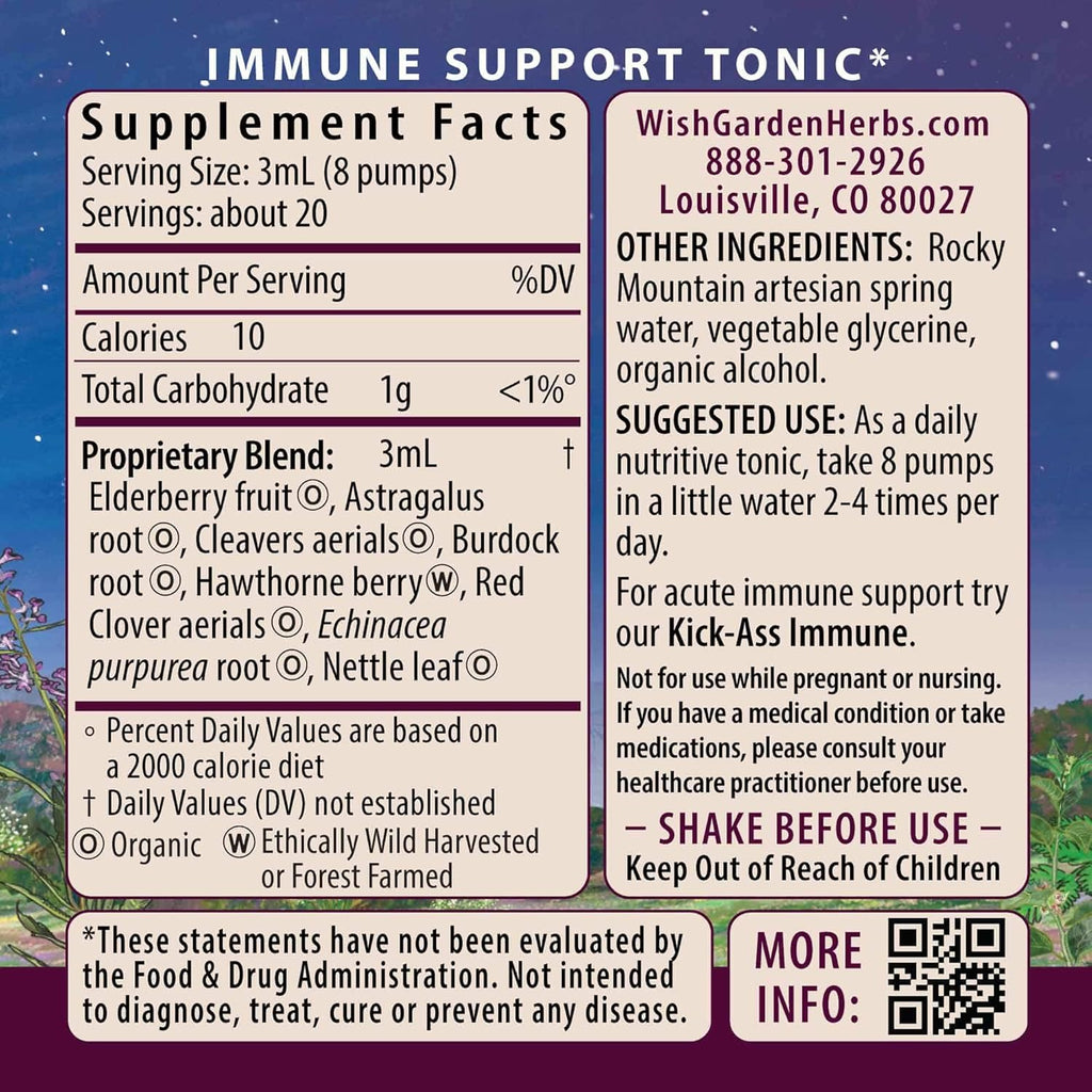 WishGarden Herbs Daily Immune Builder with Black Elderberry & Astragalus - Daily Immune Support Formula for Adults, Herbal Immune System Booster with Elderberries, 4oz