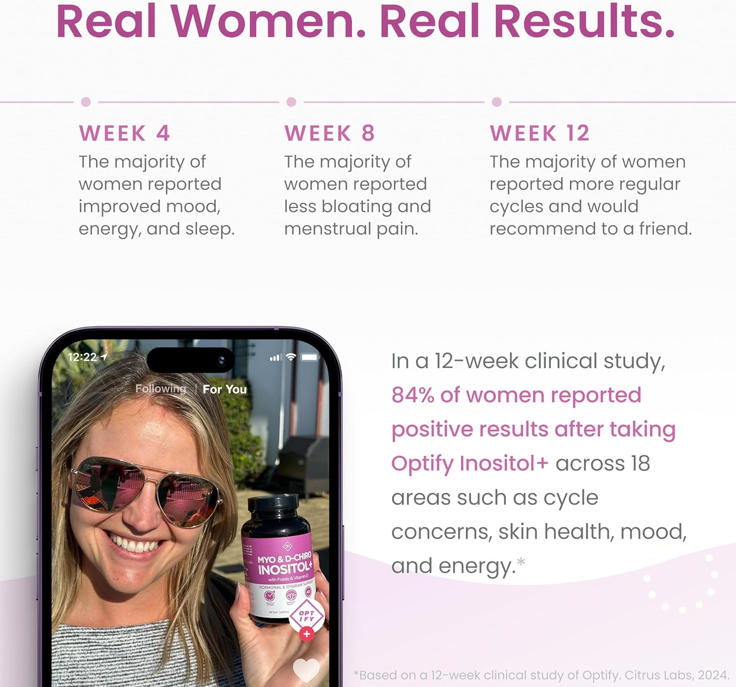 Optify Myo-Inositol & D-Chiro Inositol Supplement Powder for Women – 40:1 Ratio Plus Folate and Vitamin D – Support Healthy Hormonal Balance, Regular Cycles, & Ovarian Health – 30-Day Supply