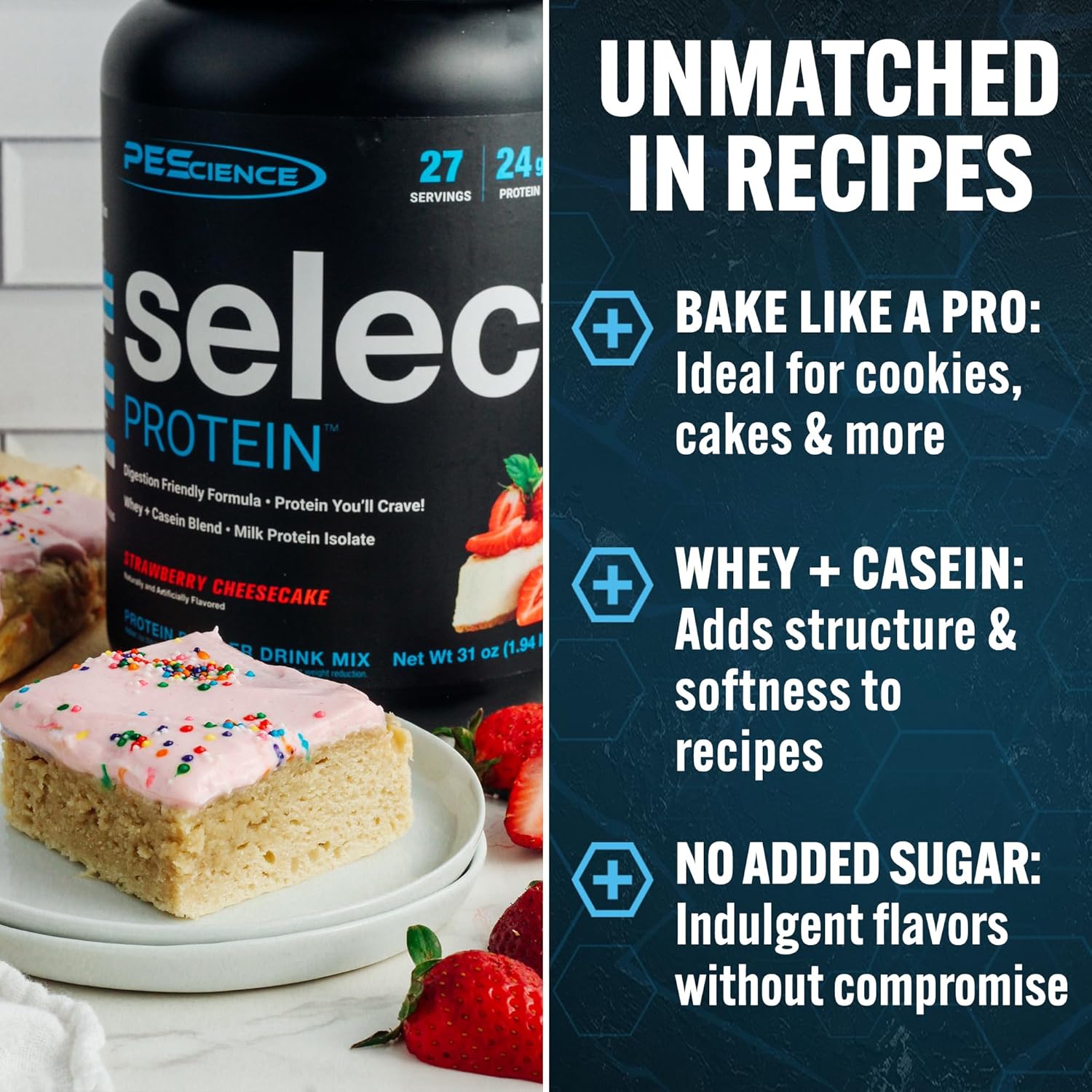 PEScience Select Protein Powder, Whey and Casein Blend, Clean Protein Powder for Women and Men, Low Calorie, Low Carb, Keto Friendly, Gluten Free, Caramel Waffle Cone, 27 Servings
