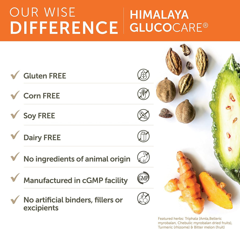 Himalaya GlucoCare Herbal Supplement, Metabolism Support, Pancreatic Support, Triphala, Bitter Melon, Turmeric, Gluten Free, Vegan, 180 Capsules, 45 Day Supply