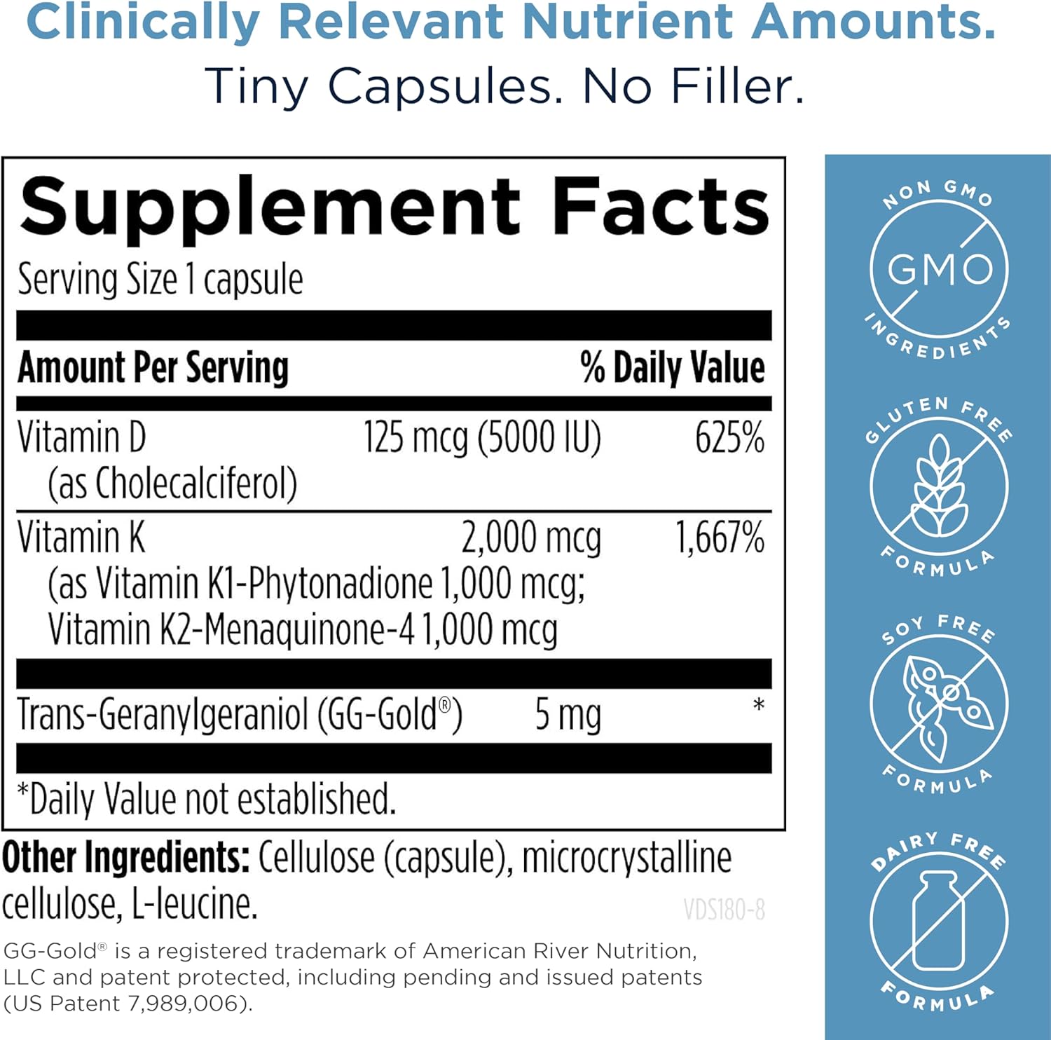Designs for Health Vitamin D Supreme - Vitamin D 5000 IU with 2000mcg Vitamin K as MK4 for Bone Health, Heart Health & Immune Support - Vitamin D3 Enhanced with GG Supplement (30 Capsules)