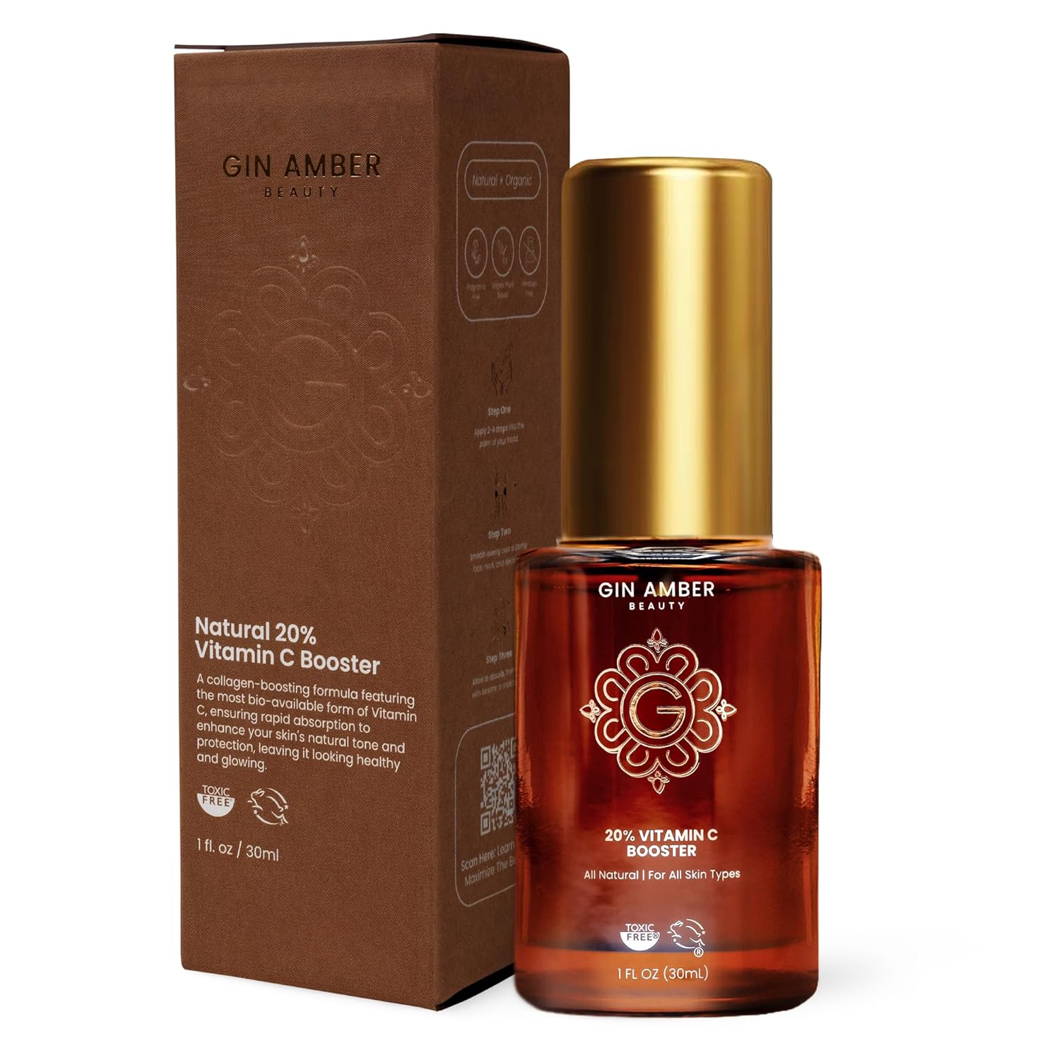 Gin Amber Beauty - Natural 20% Vitamin C Booster - Brightening