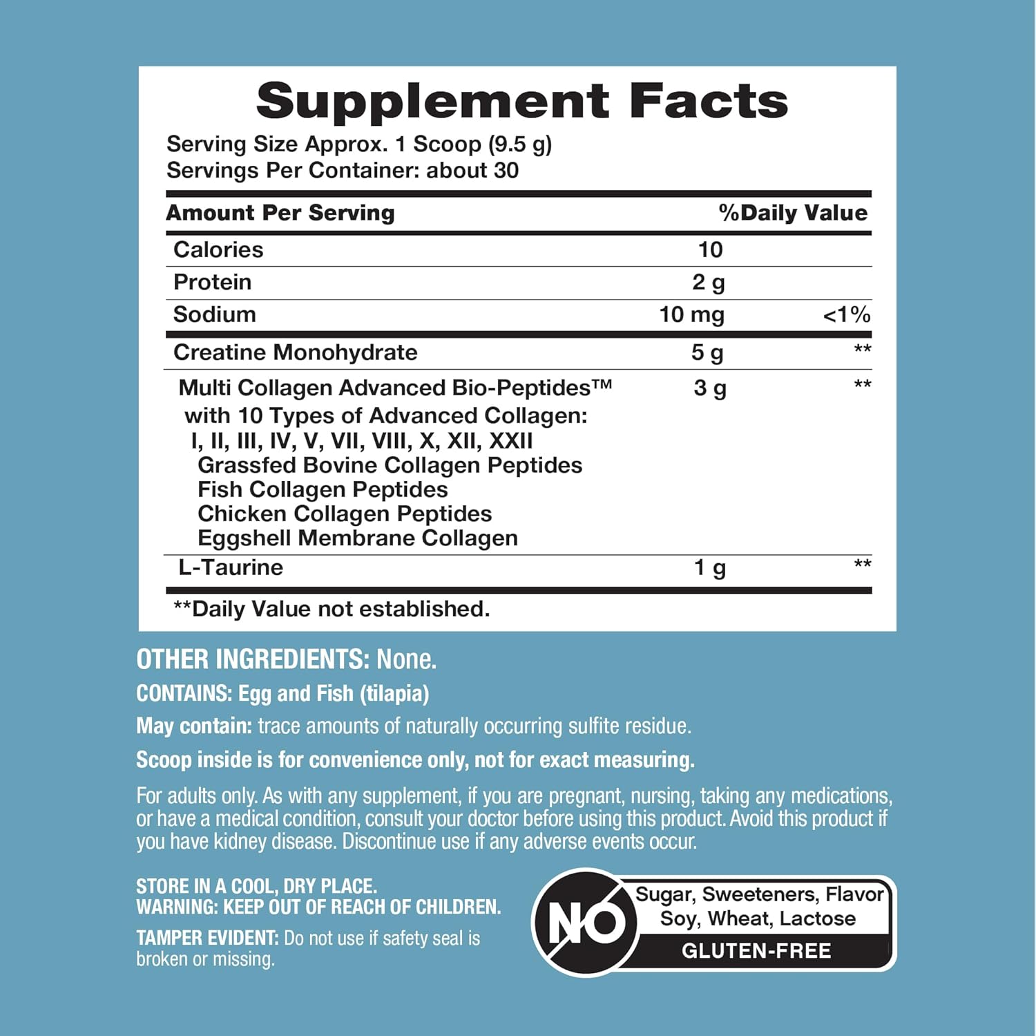 NeoCell Creatine Monohydrate Powder | 30 Servings | with Multi Collagen Peptides | Unflavored | for Women and Men