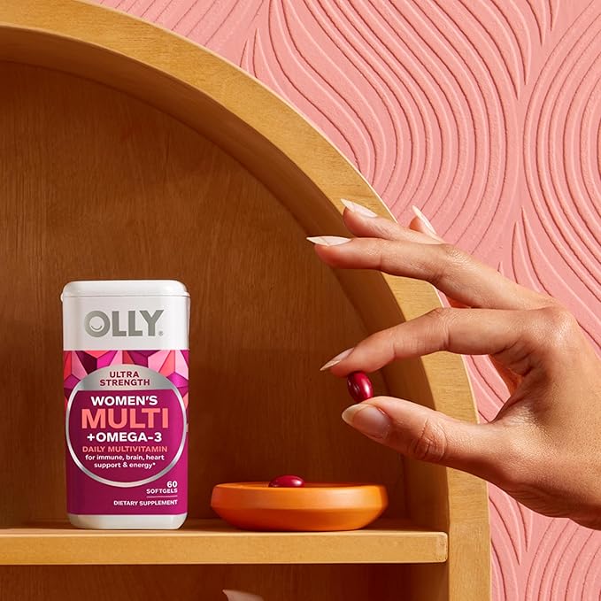 OLLY Ultra Women's Multi Softgels, Overall Health and Immune Support, Omega-3s, Iron, Vitamins A, D, C, E, B12, Daily Multivitamin, 30 Day Supply - 60 Count (Pack of 2)