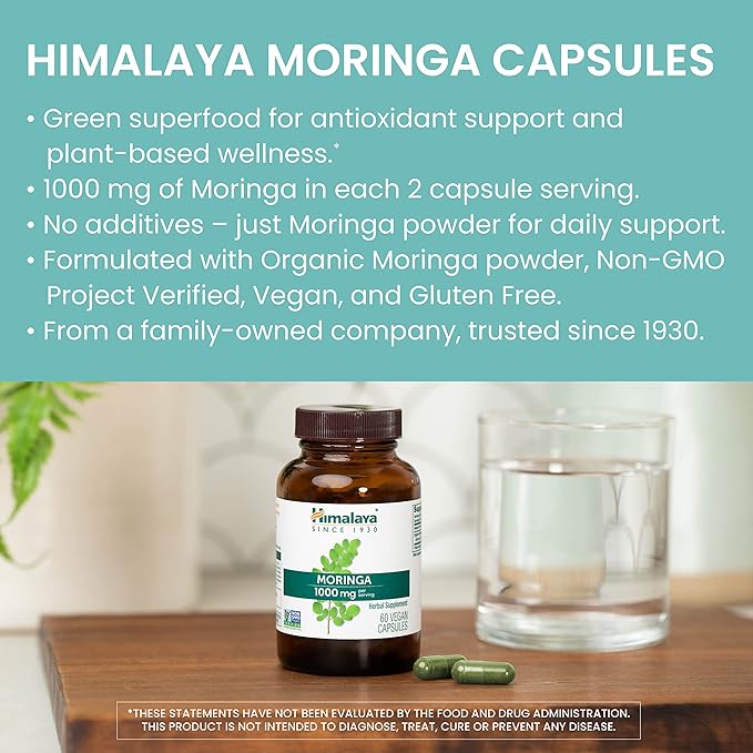 Himalaya Moringa - Herbal Superfood Antioxidants Supplement Supporting Wellness, Vitality, and Oxidative Stress - Vegan, Non-GMO, Gluten Free, 1000 mg, 60 Capsules