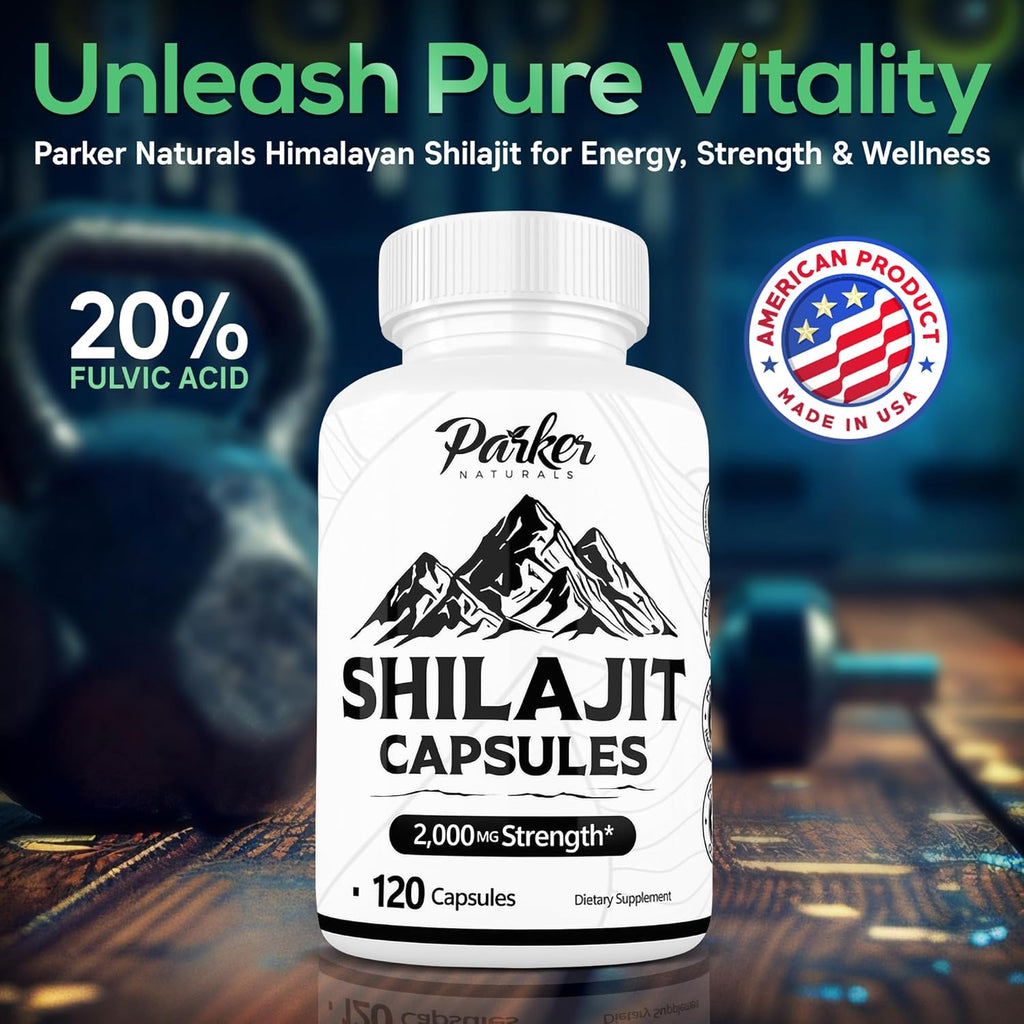 Pure Himalayan Shilajit Capsules, 2000 mg Strength Shilajit Resin and Fulvic Acid Supplement, Vegan and Gluten-Free Capsules, 120 Count