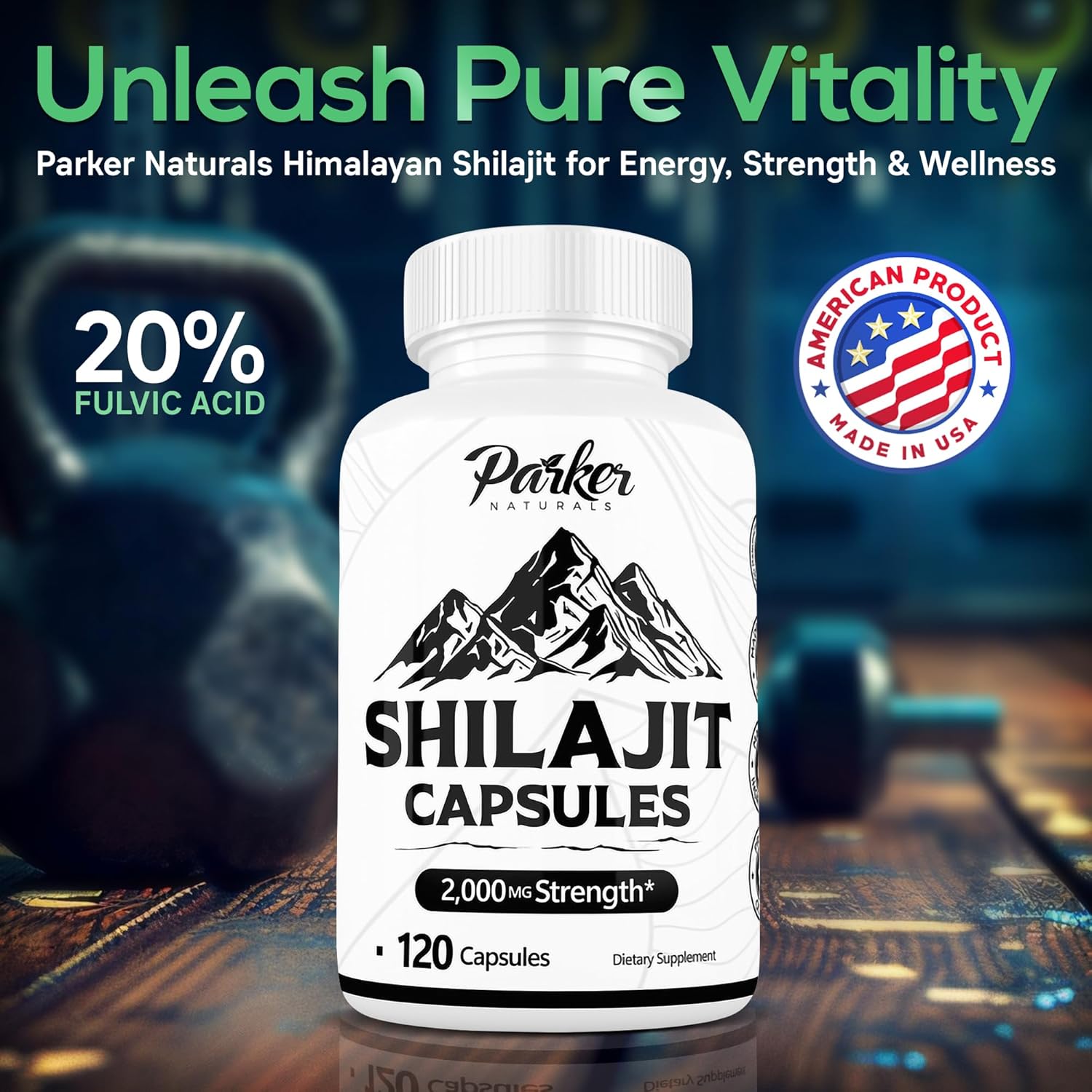 Pure Himalayan Shilajit Capsules, 2000 mg Strength Shilajit Resin and Fulvic Acid Supplement, Vegan and Gluten-Free Capsules, 120 Count