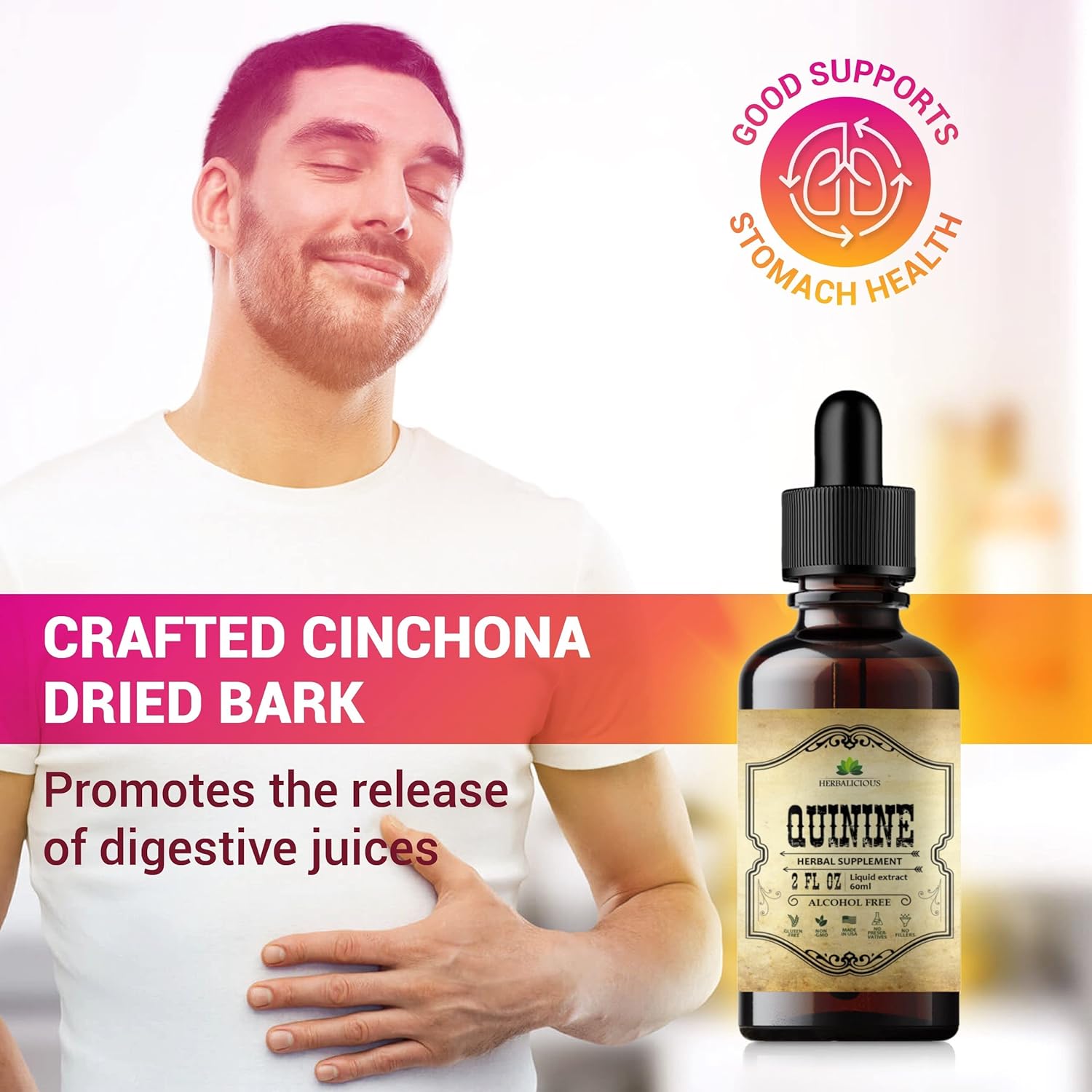Quinine Liquid Extract 2oz – Restless Legs Syndrome Relief & Leg Cramps PM Nighttime Cramp Relief – All-Natural Cinchona Officinalis Bark Tincture for Cramp Defense, Digestive Health & Immune Support