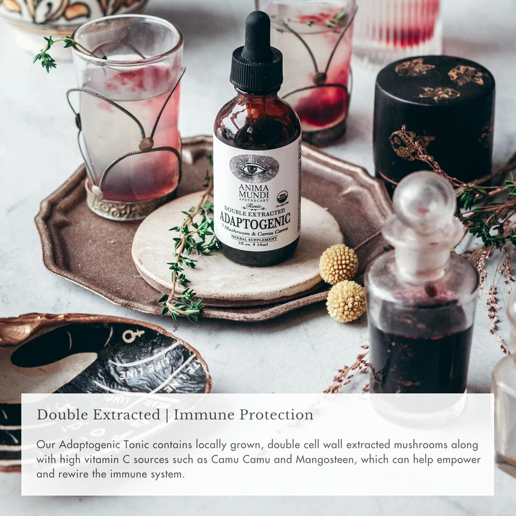 Anima Mundi Apothecary Adaptogenic 7 Mushroom Drops - with Organic Mushroom Extracts - Liquid Immune Support Tincture with Reishi, Lion's Mane, Cordyceps & Chaga Mushroom Liquid Extract (2oz)