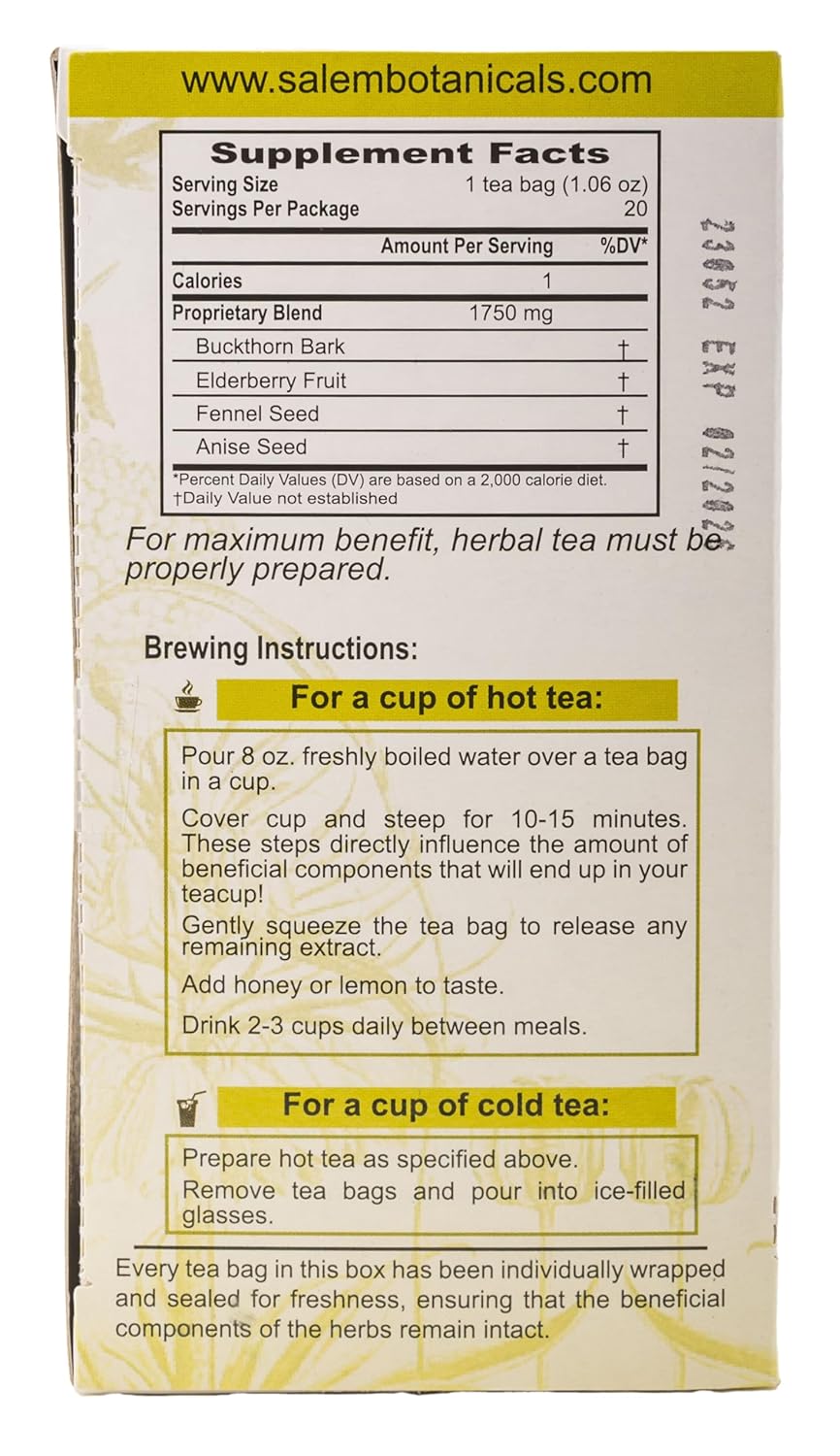 Salem Botanicals Cleanse Well Tea - Herbal Blend for Digestive Health | Supports Digestion, Bloating Relief & Detoxification - Caffeine-Free | 20 Tea Bags