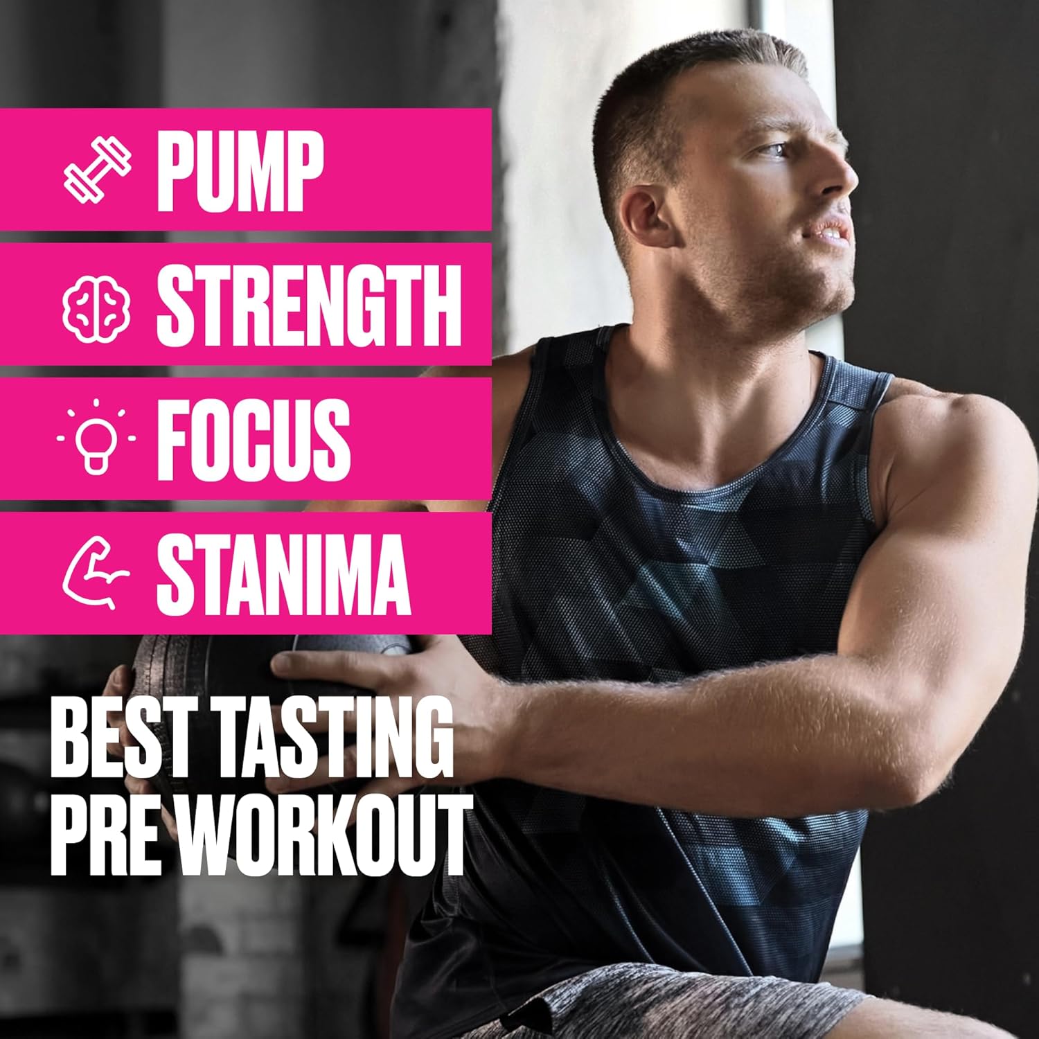 BULLFIT Pre Workout Powder, Support for Men & Women, L Citrulline, Creatine, Beta Alanine & Electrolytes, Powdered Drink Mix with No Sucralose & Zero Sugar, 20 Srvgs (20 SRV, Fruit Punch)