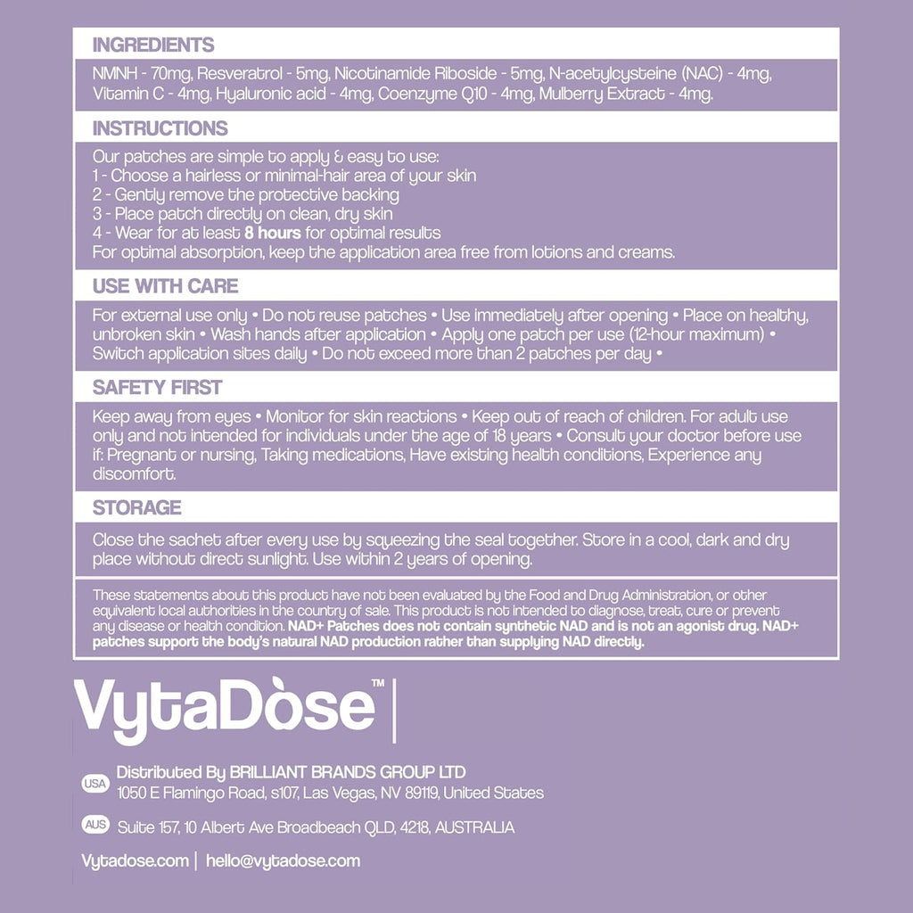 NAD+ Boost Patches | Anti-Aging and Wellness Support | 5x Stronger Formula | NMNH, Resveratrol, Hyaluronic Acid, Vitamin C, & Coq10 l Premium 8-Hour Time-Release Patch for Enhanced Absorption
