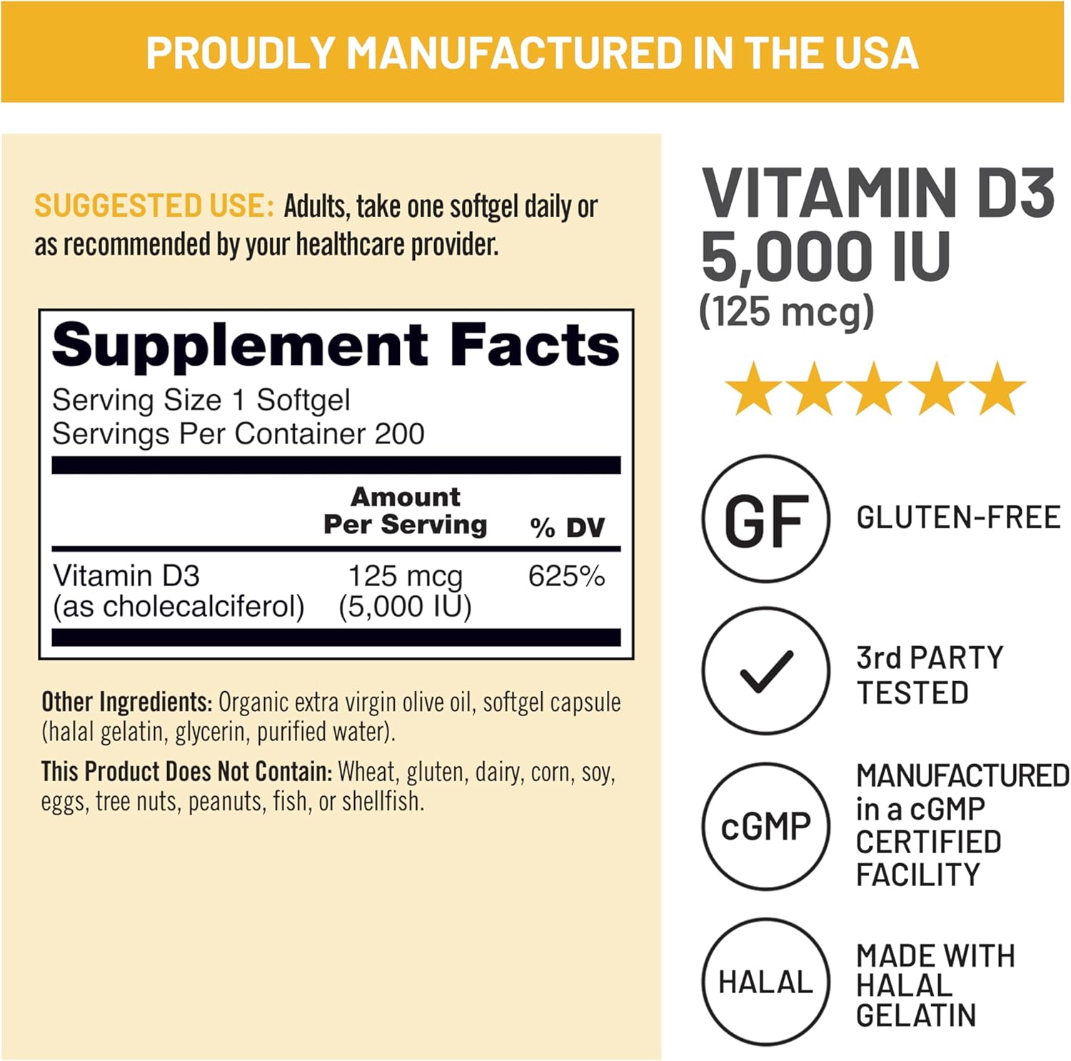 NatureWise Vitamin D3 5000iu (125 mcg) 200-Day Supply for Immune Support, Healthy Muscle Function, and Bone Health - Non-GMO, Gluten Free in Organic Extra Virgin Olive Oil, (Mini Softgel), 200 Count