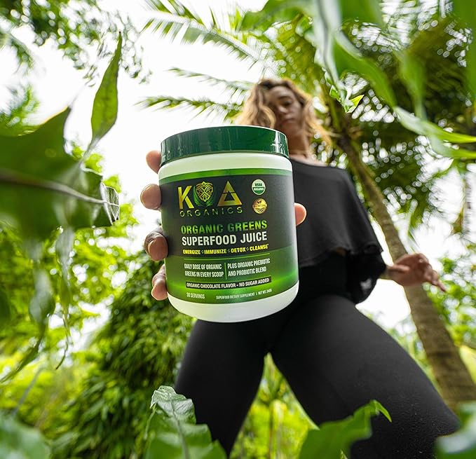 Greens Superfood Juice Powder - USDA Organic Super Greens Powder with with Spirulina, Chlorella, Matcha, Wheat Grass, Digestive Enzymes & Probiotics - Lemon Flavor -30 ServQ