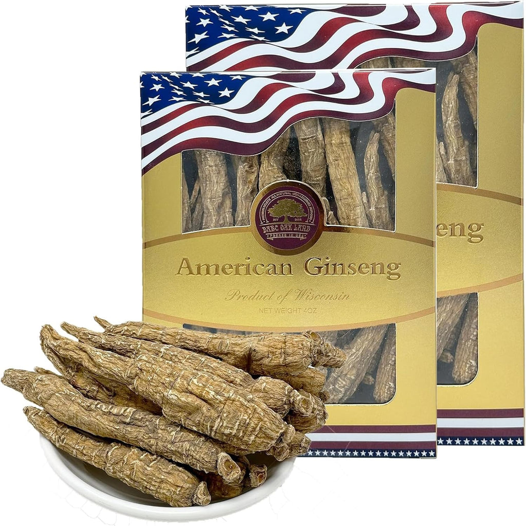 Wisconsin American Ginseng, American Wisconsin Ginsengss Slices Root 西洋参/花旗参 Energy for Men & Women Ginseng in Soup, Tea Smoothies 4 Ounce Box of 2 Medium Long-Branch