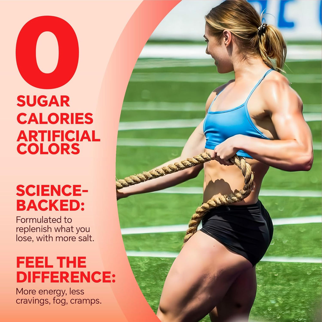 Sugar Free Electrolytes Powder Packets - Salty High Sodium Hydration Packets, Electrolytes Drink Mix for Fitness Enthusiasts & Outdoor Workers, Calories Free(Watermelon 30 Sticks)