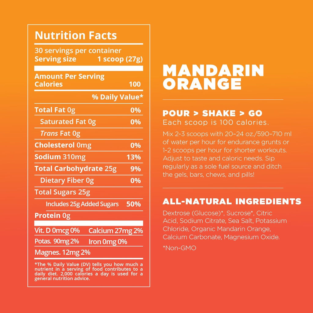Tailwind Nutrition Endurance Fuel, Carbohydrate & Electrolyte Sports Drink Mix Powder, Gluten-Free, Vegan, Mandarin Orange, 30 Servings