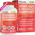 5-in-1 Organic Turmeric Curcumin Supplement (4210mg) with Berberine, Ceylon Cinnamon Bioperine and Ginger Supplements for Joint, Heart, Gut, & Metabolic Support (120 ct)
