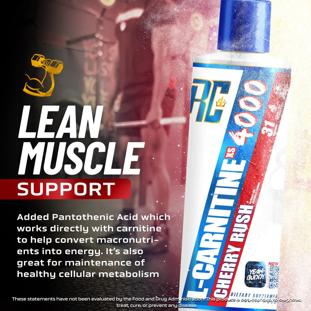 Ronnie Coleman Signature Series L Carnitine XS 4000 Liquid, Stimulant Free, Sugar Free, Zero Carbs, Lean Muscle Strength Support for Men & Women, 16 Oz (16 oz, Cherry Rush (4000))