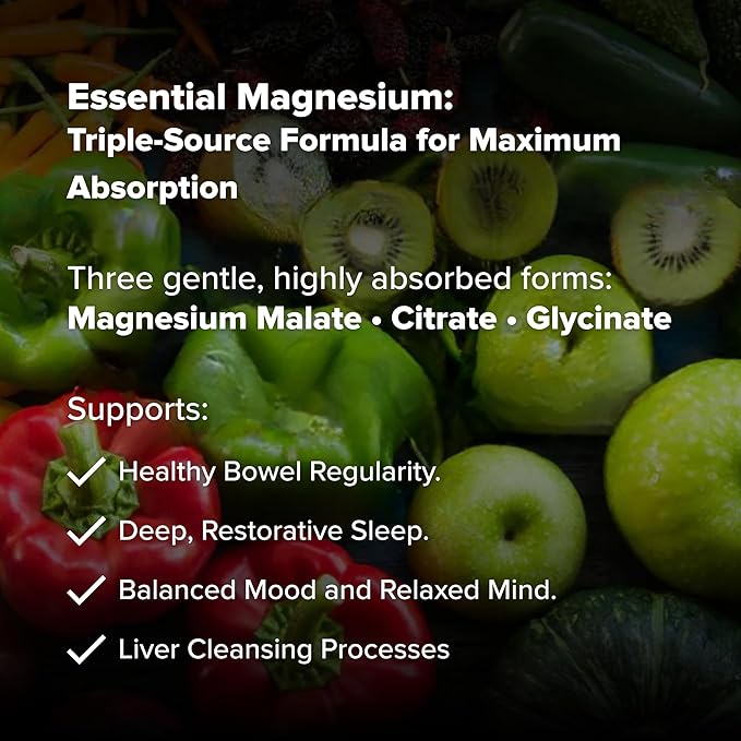 Essential Magnesium by Dr. Rajsree | Supports Restful Sleep, Muscle Relaxation & Healthy Bowel Regulation | Contains 3 Forms of Highly Absorbable Magnesium | 180 Capsules