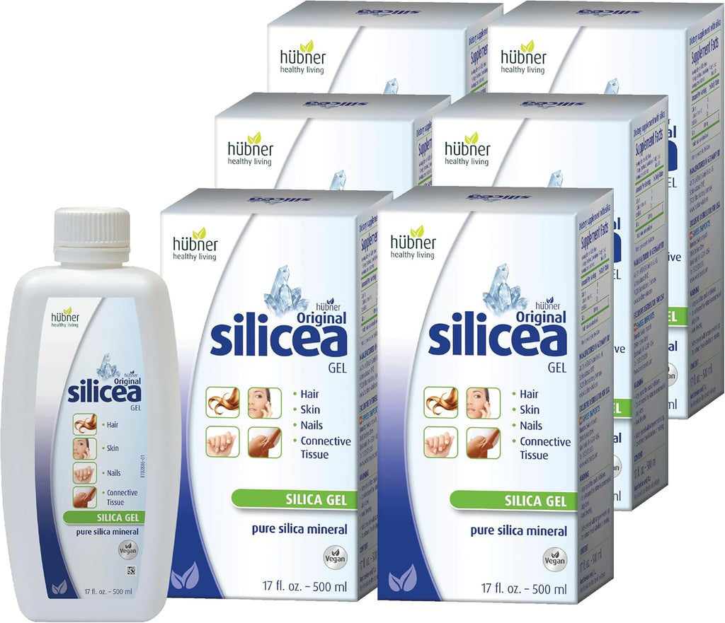 Hübner Original Silicea Gel 17 fl oz / 500 ml, 6 Pack, for Hair, Skin, Nails, and Connective Tissue, Pure Colloidal Silica Gel Formula, No Additives or Preservatives