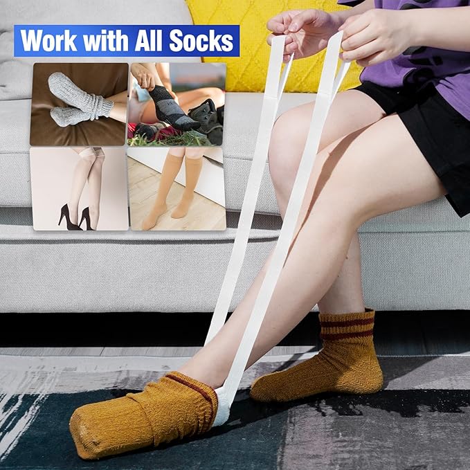 Sock Aid, Sock Helpers to Put on Your Socks for Seniors, Disabled, Pregnancy, Assist Device for Elderly, Tool Aide Puller Easy on and Off with No Bending(Dark Blue)