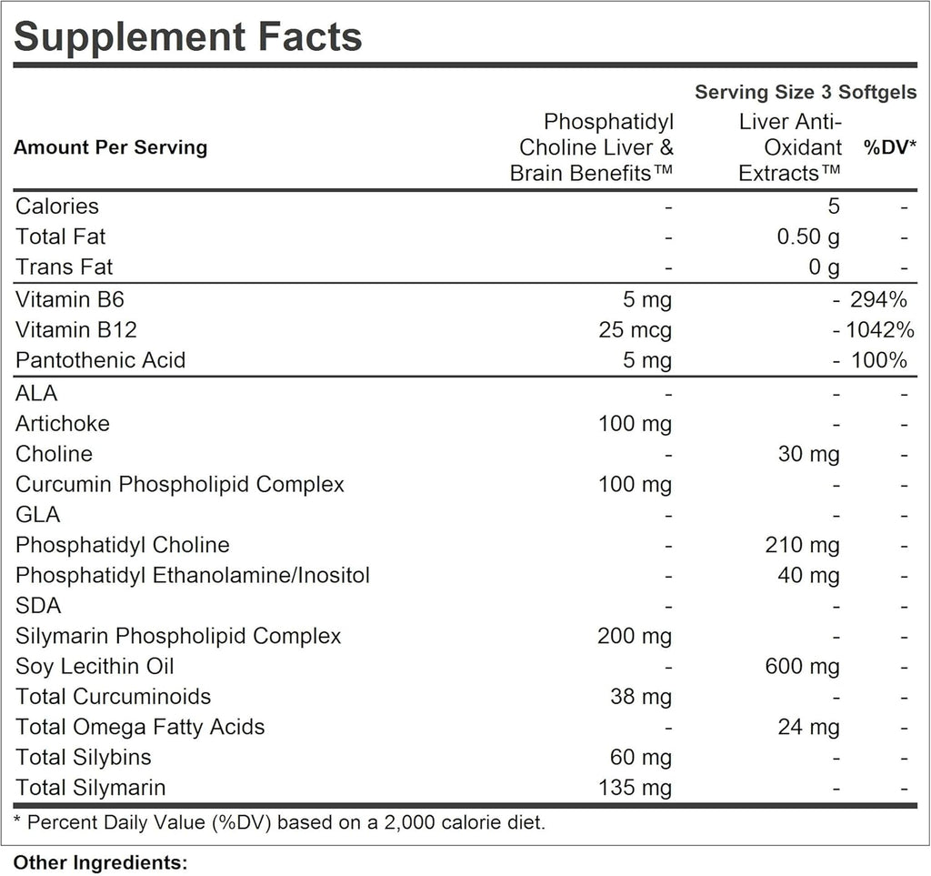 ANDREW LESSMAN PC Liver and Brain Benefits + Liver Anti-Oxidant Extracts Kit: 300 Capsules (180+120) - Phosphatidyl Choline, Milk Thistle, Artichoke, Curcumin.